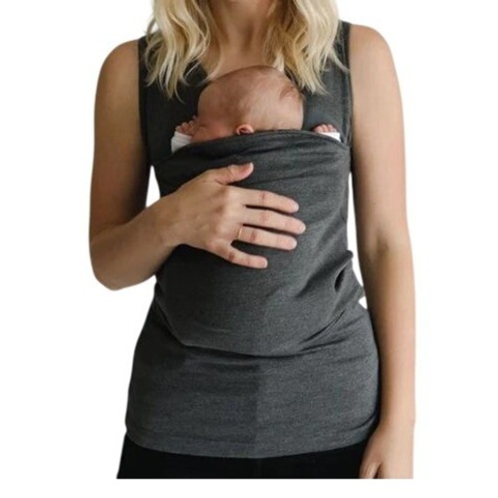 Lalabu Soothe Shirt Tank Top Gray Front Pouch Nursing Babywearing Womens‎ Small